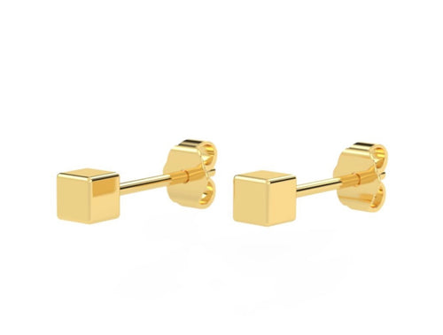 18K Gold Cube Studs