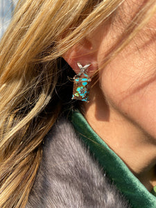 White Gold Turquoise EARRINGS