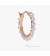 Load image into Gallery viewer, Gold Pearl Hoop Earring