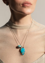 Load image into Gallery viewer, Alt Text:
“Lolita Necklace featuring vibrant turquoise stones framed by dazzling high-quality diamonds, crafted with exceptional artistry and timeless elegance. A bold and captivating statement piece of confidence and allure.”