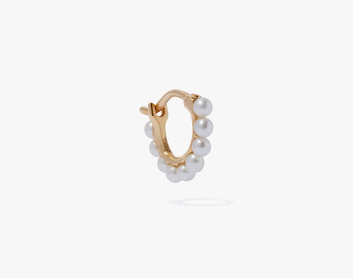 Gold Pearl Hoop Mini Earring
