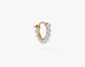 18K Gold Pearl Hoop Mini Earring